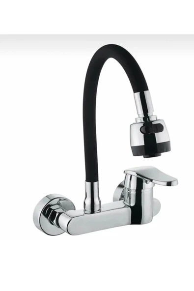 Siyah Duvardan Fonksiyonlu Oynar Borulu Mutfak Bataryası ürün görseli 1