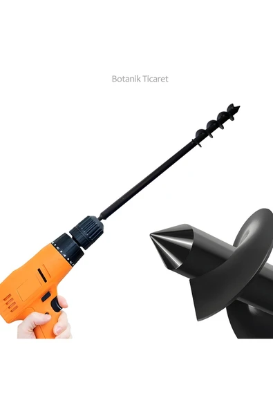 Botanik Ticaret METAL Matkap Uyumlu Toprak Burgu Makinesi 60cm X 5cm