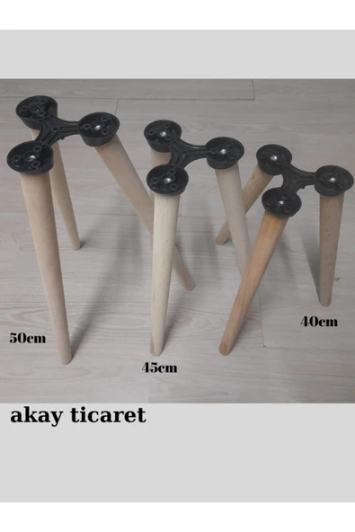 AKAY TİCARET AHŞAP KONİK AYAK [40 CM 45 CM 50 CM ] ÜÇLÜ TAKIM - Resim 2