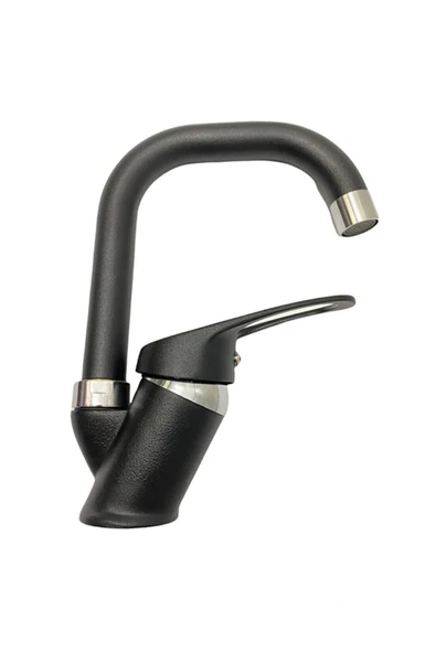 ELMİNA ARMATUR  Siyah Krom Banyo Lavobo Bataryası Musluğu Çeşmesi Çift Su Girişli ürün görseli 1