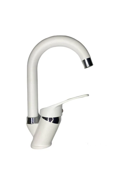 Beyaz Krom Lavabo Bataryası Çeşmesi Muluğu Çift Su Girişli ürün görseli 1