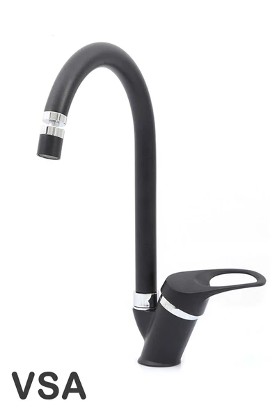 Mat Siyah Mutfak Lavabo Bataryası 360 Derece Oynar Perlatörlü Musluk ürün görseli