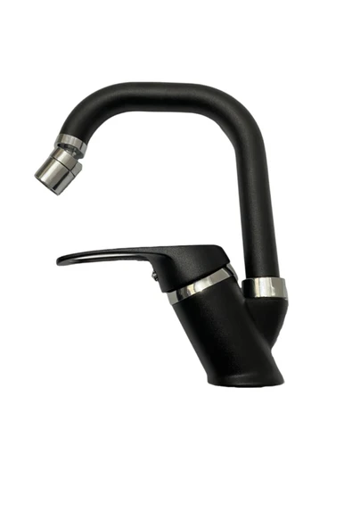 Siyah Krom Oynar Başlıklı Lüx Banyo Lavabo Bataryası Çeşmesi ürün görseli 1