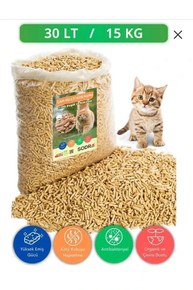 ABBA Kedi Kumu %100 Organik Çam Kokulu Pelet 8mm 30lt (15KG) ürün görseli