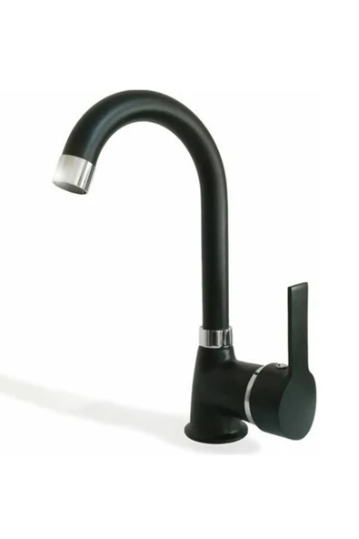 Siyah Kısa Lavabo Bataryası Delta Banyo Sıcak Soğuk Su Girişli Musluk - Resim 2