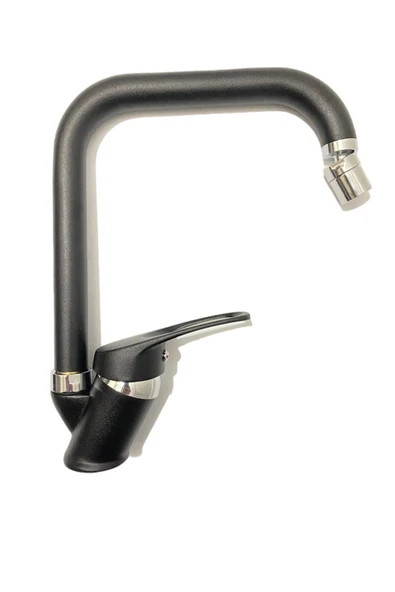 Siyah Krom Oynar Başlıklı Mutfak Eviye Bataryası ürün görseli