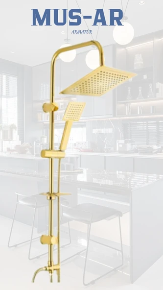 Lüks Gold Kare Çok Fonksiyonlu Robot Yağmurlama Tepe Duş Seti ürün görseli