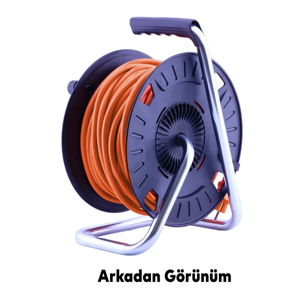 Plastik Makaralı Seyyar 4 Prizli IP20 Uzatma Kablosu 3x2.5 mm CCA Kablo 40 Metre Termal Sigorta - 5