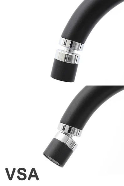 Mat Siyah Mutfak Lavabo Bataryası 360 Derece Oynar Perlatörlü Musluk - Resim 2