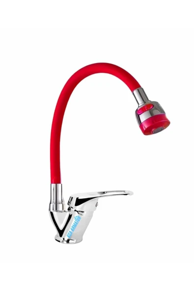 Kırmızı Spiral Oynar Hareketli  Fonksiyonlu Mutfak Eviye Bataryası ürün görseli 1