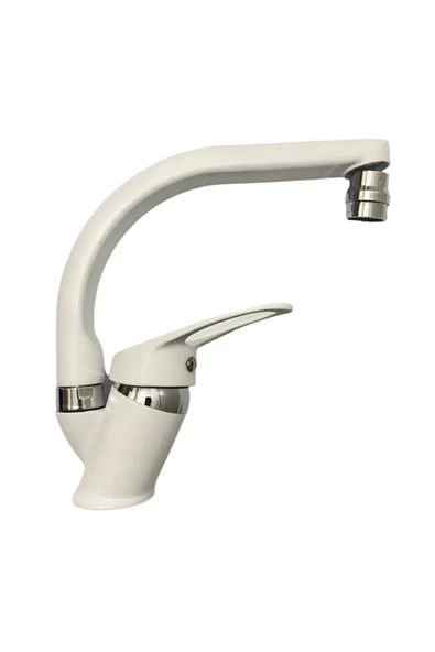 Beyaz Krom Oynar Başlıklı Banyo Lavabo Bataryası ürün görseli 1