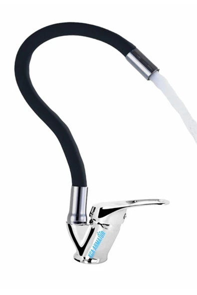 Siyah Spiral Hareketli Borulu Mutfak Eviye Bataryası ürün görseli 1