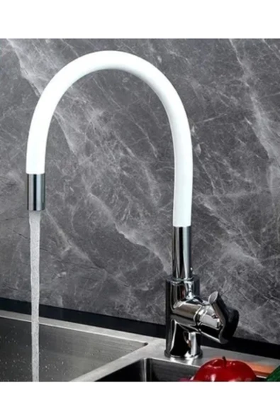 Beyaz Spiral Hareketli Borulu Lüx Mutfak Eviye Bataryası ürün görseli 1