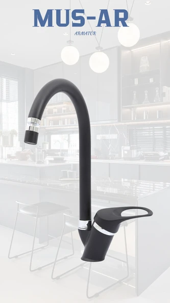 Siyah- Krom Mutfak Eviye Bataryası Oynar Başlıklı ürün görseli 1