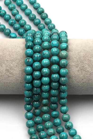 Orijinal Turkuaz Doğal Taş Dizi 8 mm Küre Kesim ürün görseli