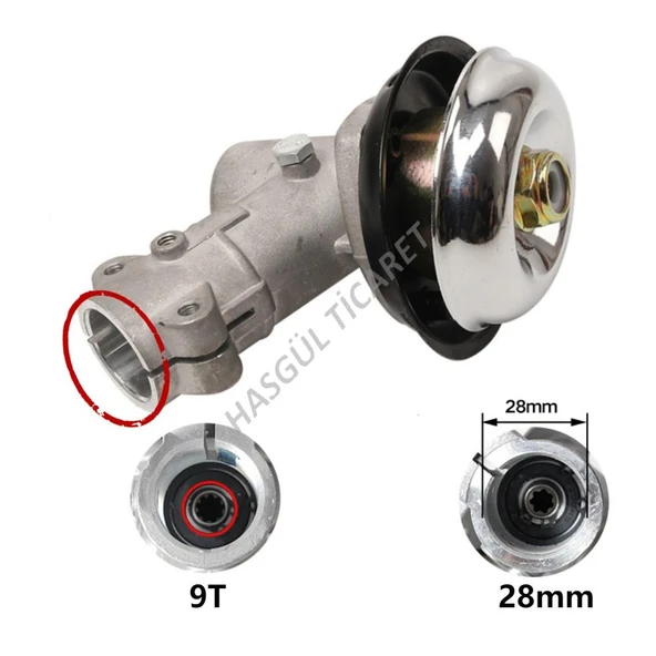 Hsgl Motorlu Tırpan Dişli Rediktör 9 Diş 28mm Başlık ve 2 li Tüp Gres Set Tırpan yedek Parça Aksesuar - 2