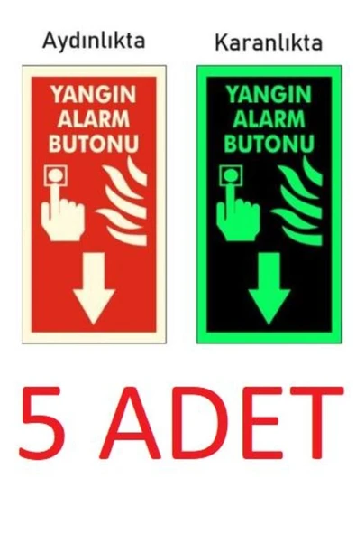 ünal grup  5 Adet Fosforlu Yangın Alarm Butonu Levhası - 2