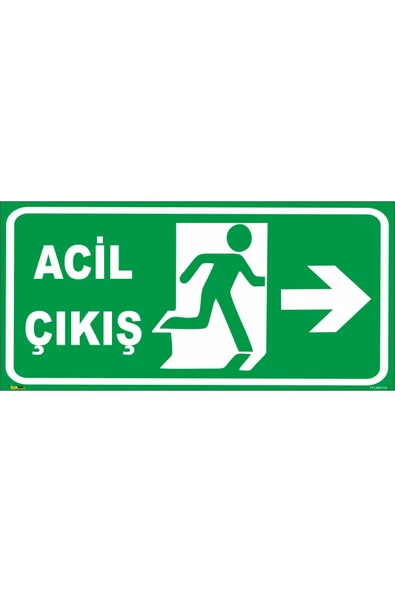 ünal grup  Acil Çıkış (AŞAĞI YÖN) Levhası Levha (FOTOLÜMENLİ) 14x30 Galvaniz Saç 0,4 Mm