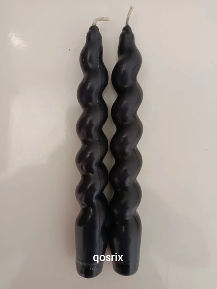 qosrix 2'li Antrasit Gri Italyan Burgulu Şamdan Soya Mumu Doğal Kokulu Uzun Çubuk Konik Burgu Spiral Mum Dekoratif - 4