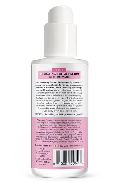 Dickinson's Cadı Fındığı ve Gül Suyu Özlü Nemlendirici Tonik + Serum 118ML - 2