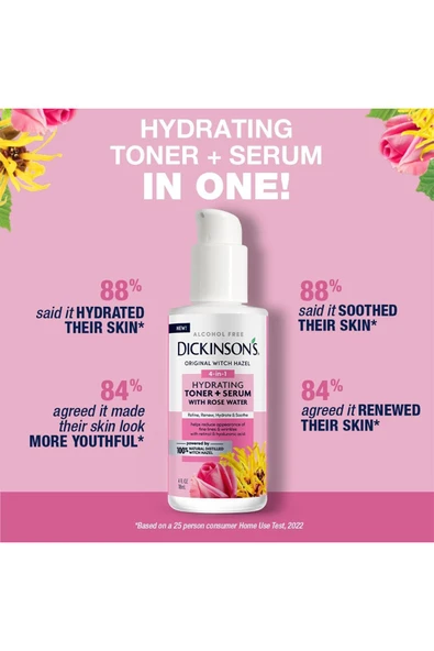 Dickinson's Cadı Fındığı ve Gül Suyu Özlü Nemlendirici Tonik + Serum 118ML - 5