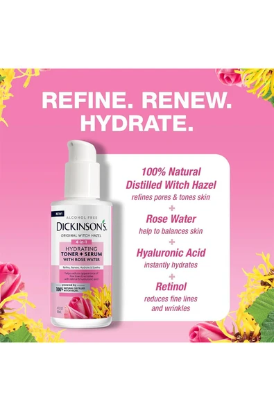 Dickinson's Cadı Fındığı ve Gül Suyu Özlü Nemlendirici Tonik + Serum 118ML - 4