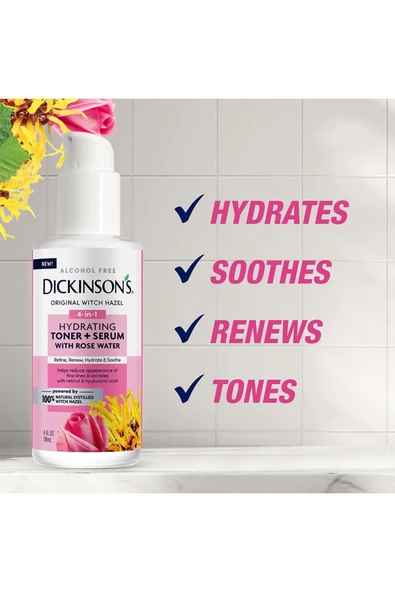 Dickinson's Cadı Fındığı ve Gül Suyu Özlü Nemlendirici Tonik + Serum 118ML - 3