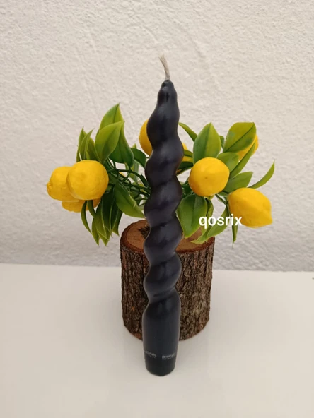 qosrix 2'li Antrasit Gri Italyan Burgulu Şamdan Soya Mumu Doğal Kokulu Uzun Çubuk Konik Burgu Spiral Mum Dekoratif - 5