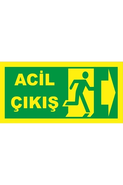 ünal grup  Fosforlu Fotolümen Levha Acil Çıkış Yönlendirme Sağ Ok 12x24 Cm F-15