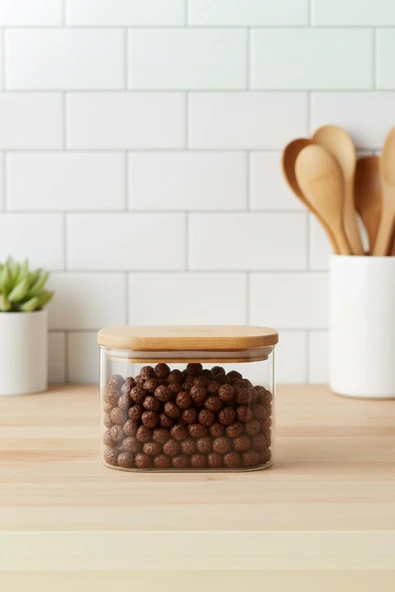 Bambum Multy - Bambu Kapaklı Cam Saklama Kabı 600ml ürün görseli