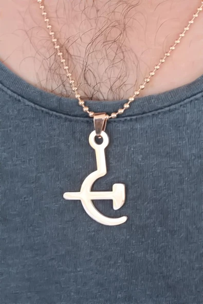 Rose Renk Metal Orak ve Balta Figürlü Erkek Kolye - EBJ250628W36022 - 2