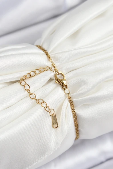 Zincir Mineli Sanatsal Portre Zirkon Taşlı Gezegen Model Gold Renk Kadın Bileklik - EBJ250628W35834 - Resim 2