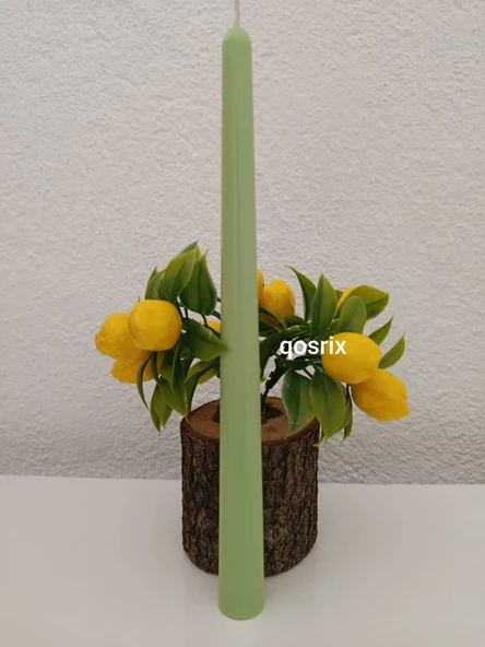 qosrix 3'lü Açık Yeşil Şamdan Soya Mumu 1. Kalite Doğal Vanilya Kokulu Uzun Çubuk Konik Mum Dekoratif - Resim 4