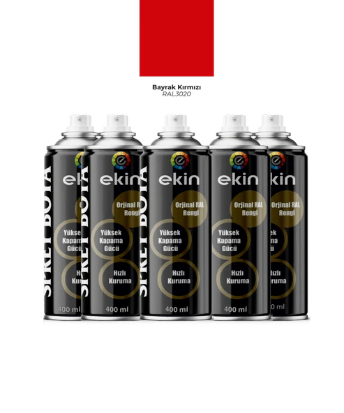 Ekin 400 ml Sprey Boya Parlak Kırmızı Renk 5 Adet