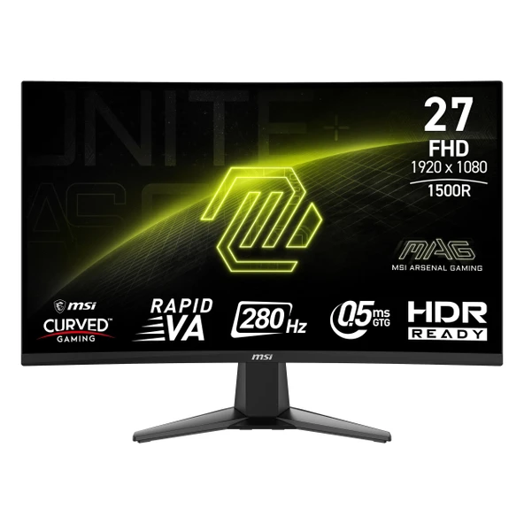 MSI MAG 276CXF 27" 280Hz 0.5Ms HDMI+DP HDR FullHD Adaptive-Sync VA Curved Vesa Monitör ürün görseli