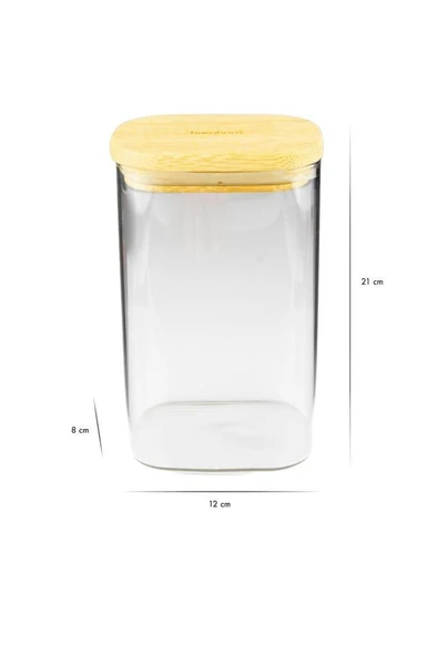 Bambum Multy - Bambu Kapaklı Cam Saklama Kabı 1500ml - 2