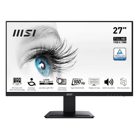 MSI Pro MP273A 27" 100Hz 1Ms VGA+HDMI+DP FullHD Adaptive-Sync IPS Vesa Monitör