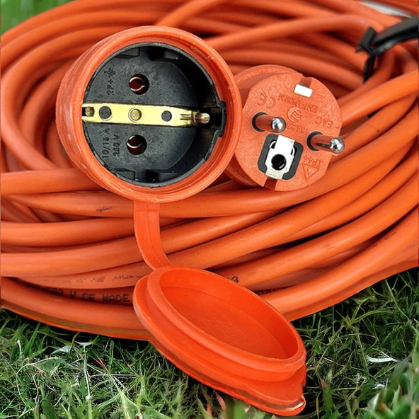 Seyyar Uzatma Kablosu Cca Turuncu 3x2.5 Mm 20 Metre Dış mekan Kablo Prizli Bahçe İçin Suya Dayanıklı - 2
