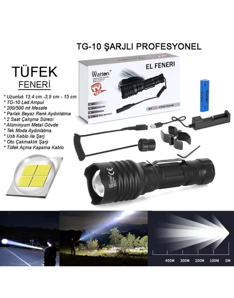TG-10 ŞARJLI PROFESYONEL AV FENERİ WATTON WT-620 - 7