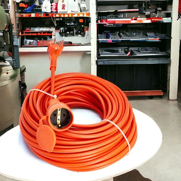 Seyyar Uzatma Kablosu Cca Turuncu 3x2.5 Mm 20 Metre Dış mekan Kablo Prizli Bahçe İçin Suya Dayanıklı - 5