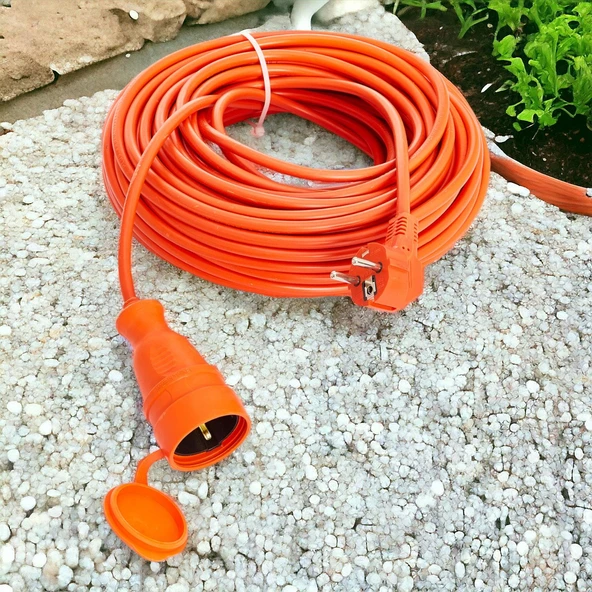 Seyyar Uzatma Kablosu Cca Turuncu 3x2.5 Mm 20 Metre Dış mekan Kablo Prizli Bahçe İçin Suya Dayanıklı - 3