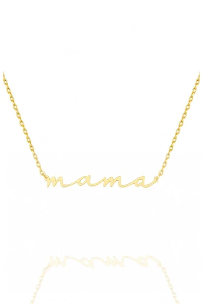 925 Ayar Gümüş Mama Anne Yazılı Kolye ürün görseli