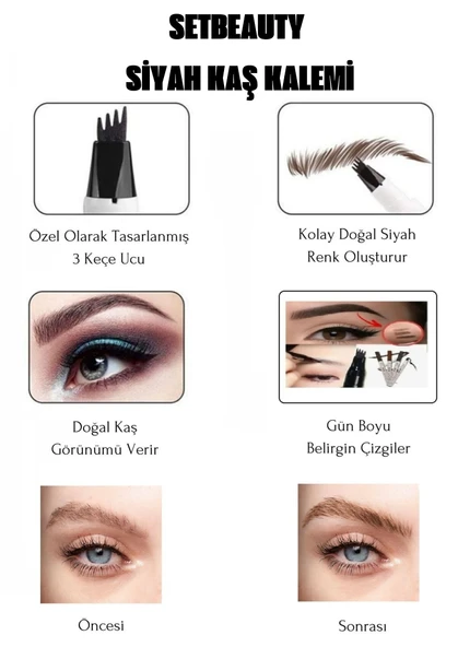 Kaş Doldurma Tırtıklı Şekillendirme Siyah Kalemi