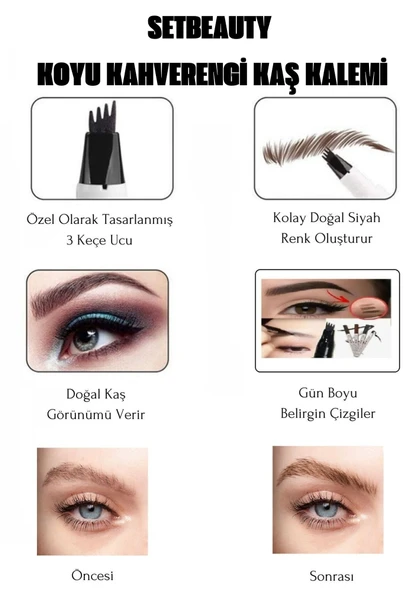 Kaş Doldurma Tırtıklı Şekillendirme Koyu Kahverengi Kalemi