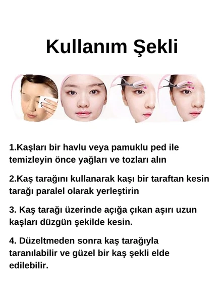 Kaş Makası Taraklı Yüz Jileti Bıyık Alma Kaş Usturası Epilasyon Kaş Ustura Seti - 6