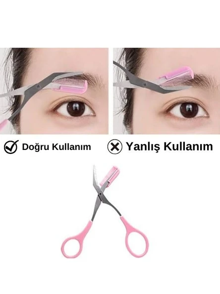 Kaş Makası Taraklı Yüz Jileti Bıyık Alma Kaş Usturası Epilasyon Kaş Ustura Seti - 7
