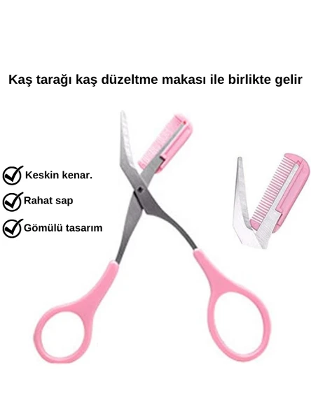 Kaş Makası Taraklı Yüz Jileti Bıyık Alma Kaş Usturası Epilasyon Kaş Ustura Seti - 5
