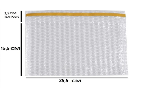 Balonlu Patpat Torba, Bantlı Baloncuklu Torba-Zarf 15Cm(En)X25Cm(Boy)+5Cm(Kapak) 100 Adet) - 2