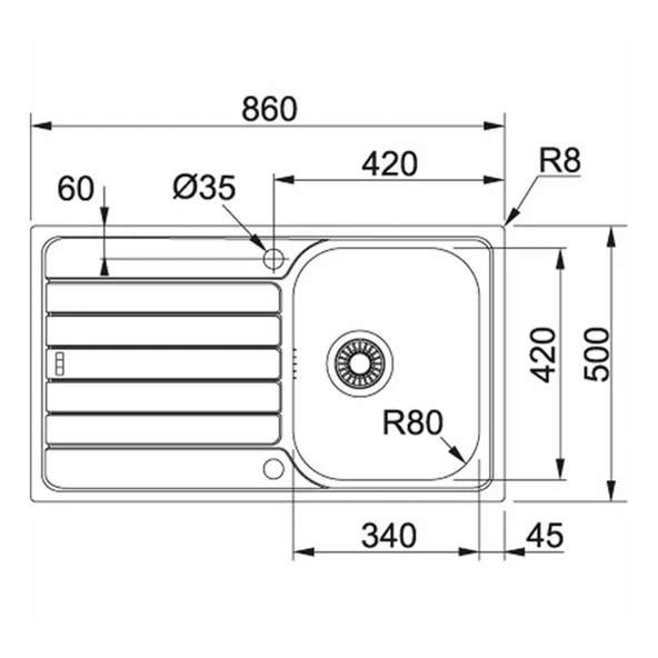 Franke Spark Skl 611 Tek Gözlü Sağ Damlalıklı Dekorlu Paslanmaz Çelik Mutfak Eviyesi - 2