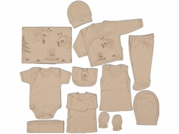 Yeni Doğan Erkek Kız Bebek Zıbın Seti 11li Organik 0-4 Ay Hastane Çıkış - 2
